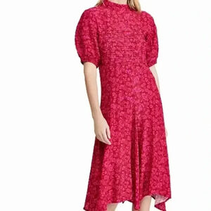 Free People Jessie Ditsy Floral Puff-Sleeve Midi Dress Size 12 READ